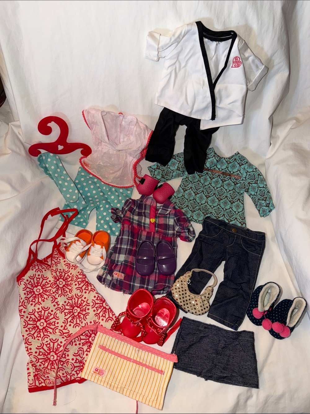 Our Generation Doll Clothes Bundle 18pc shoes and purse included